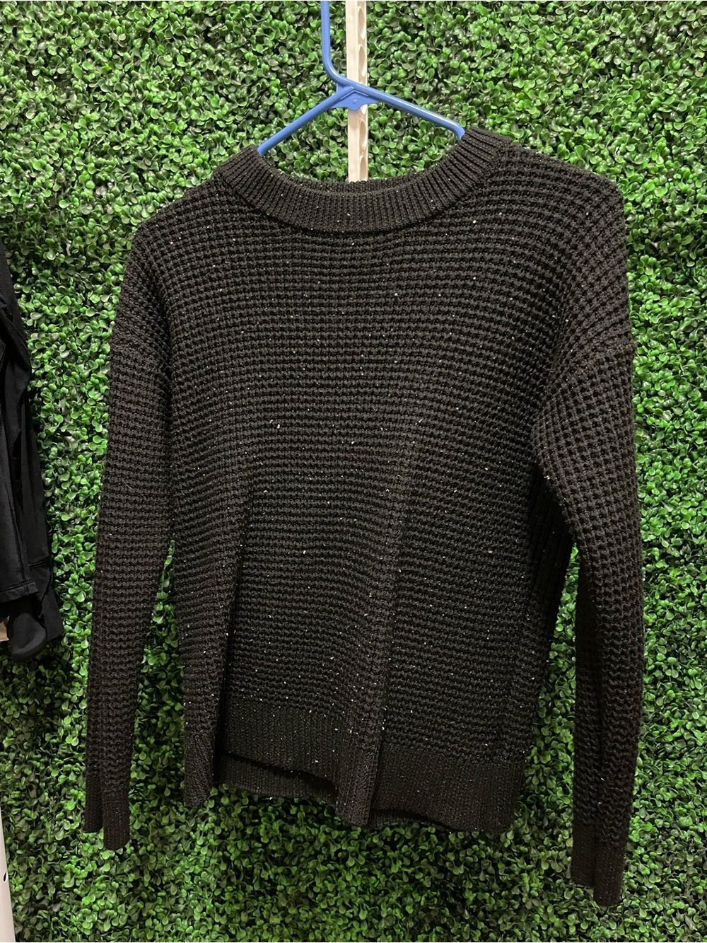 Classic Black Waffle Knit Women's Sweater